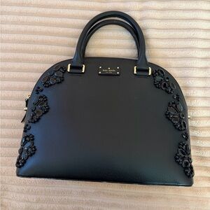 Kate Spade Black Floral Embellished Satchel